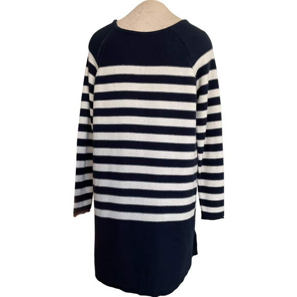 Free People Sweater Dress Size Medium Knit Striped Navy White Buttons - Picture 2 of 8